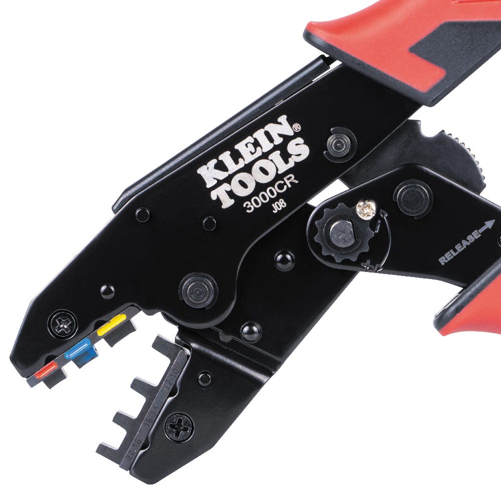 Klein Tools 3007CR Ratcheting Heat Shrink Terminal Crimper, 10-22 AWG