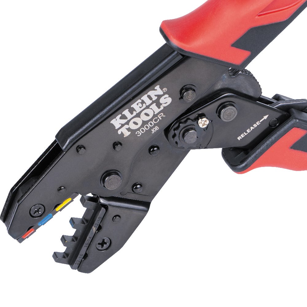 Klein Tools 3007CR Ratcheting Heat Shrink Terminal Crimper, 10-22 AWG