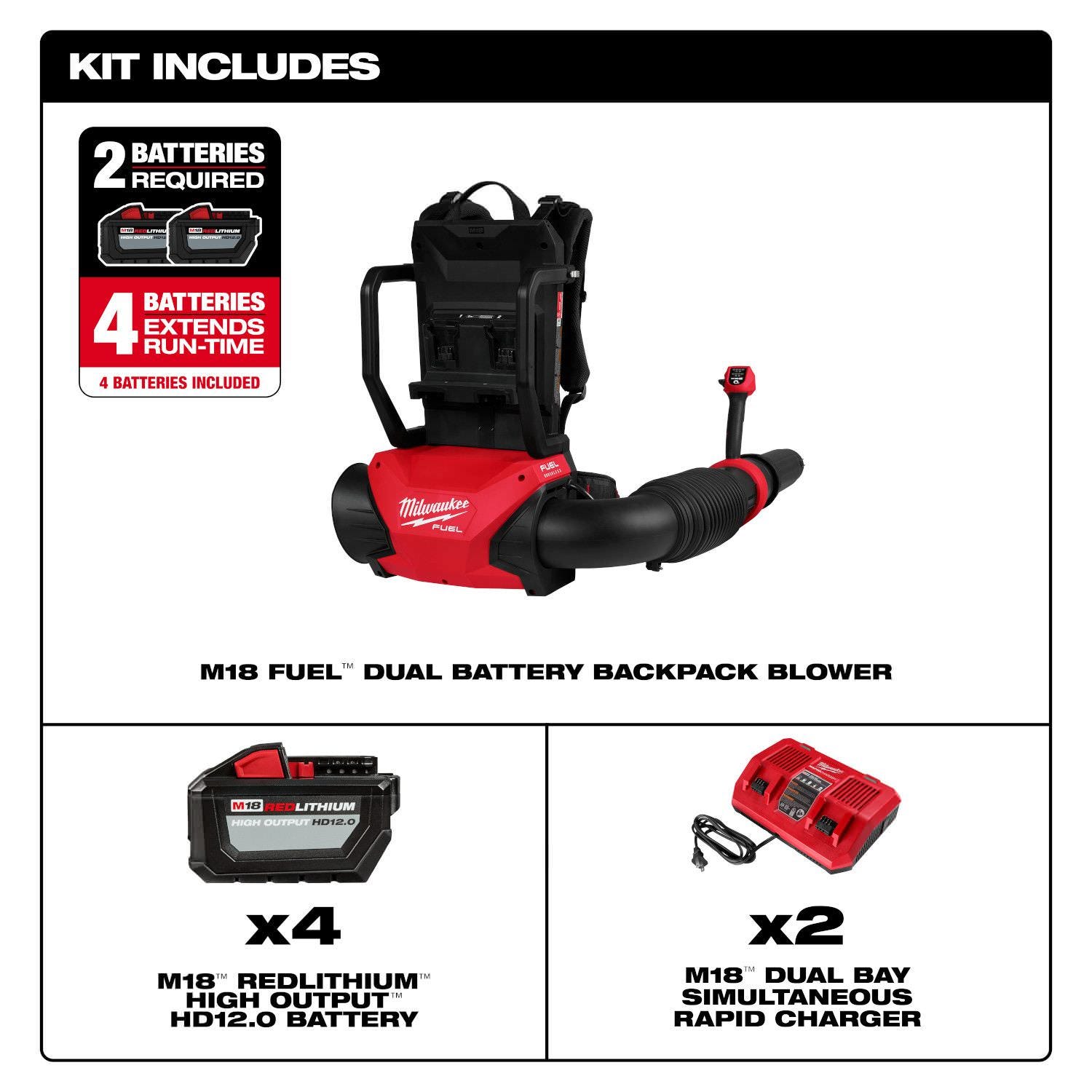Milwaukee 3009-24HD M18 FUEL Dual Battery Backpack Blower Kit