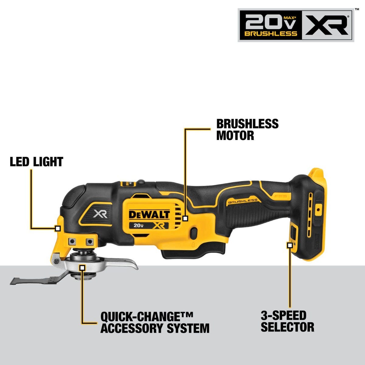 DeWalt DCS356 20V MAX XR Brushless Cordless 3-Speed Oscillating Multi-Tool 5.0Ah Kit