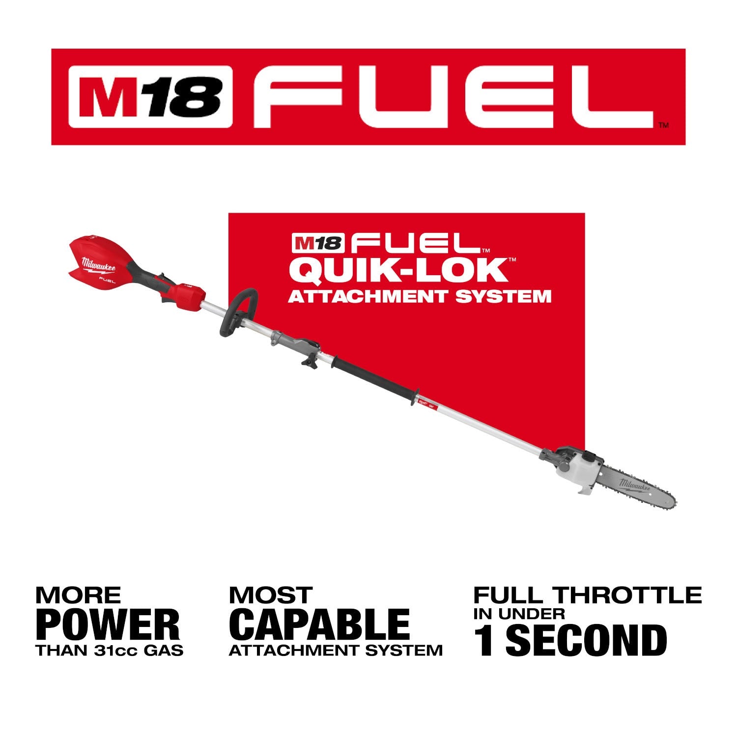 Milwaukee 3016-20PS M18 FUEL QUIK-LOK Power Head w/ Pole Saw Attachment