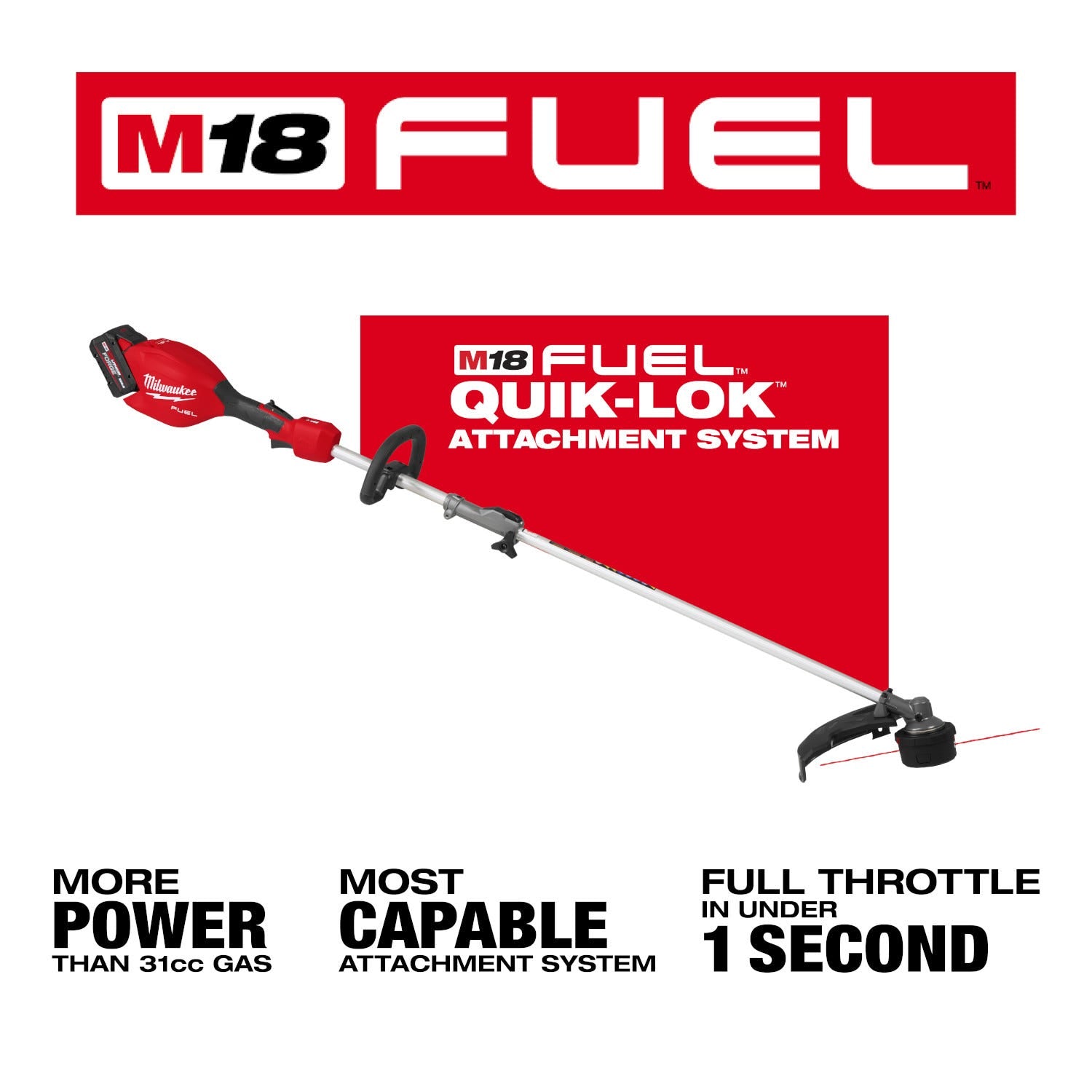 Milwaukee 3016-21ST M18 FUEL QUIK-LOK Power Head 8.0Ah Kit w/ String Trimmer Attachment