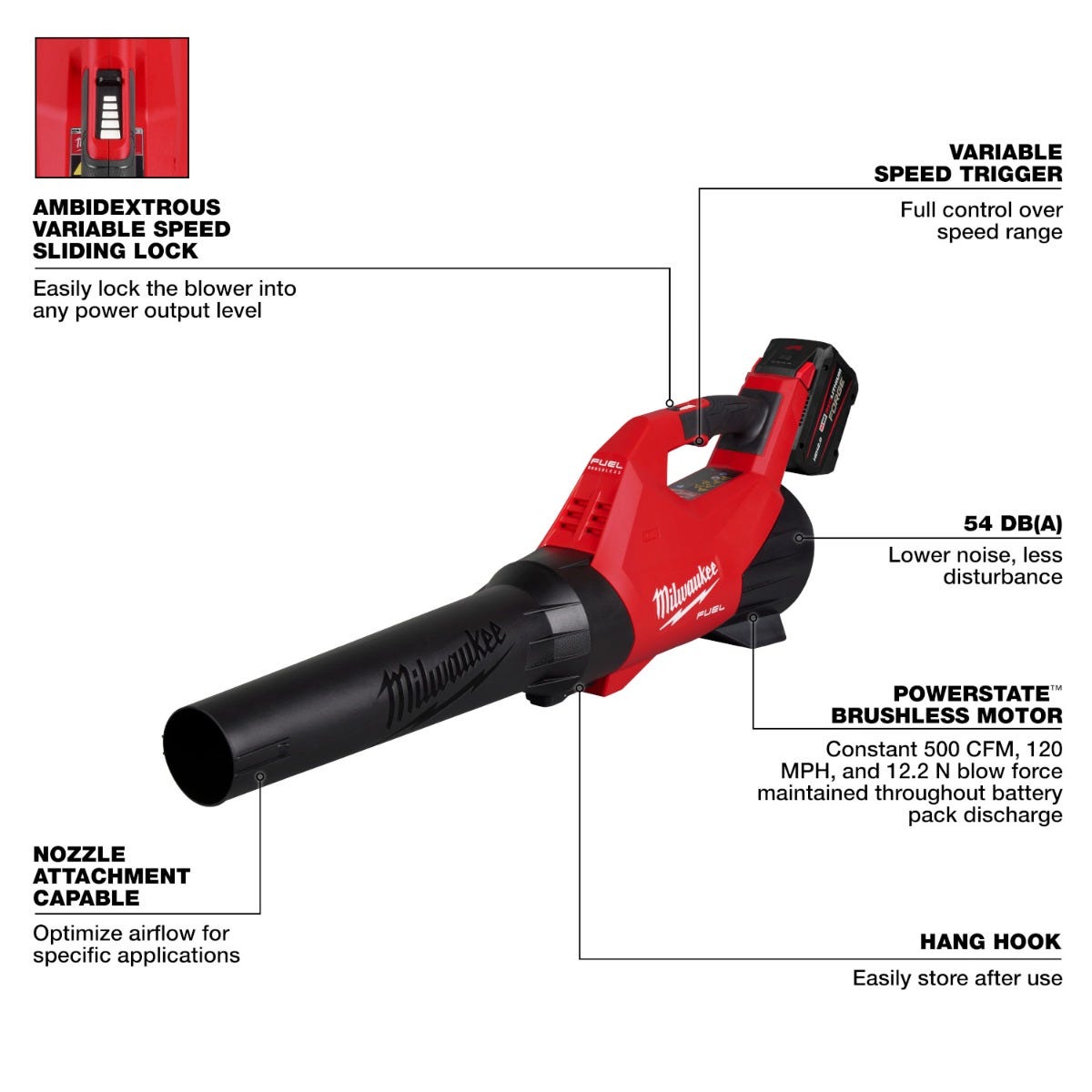 Milwaukee 3017-21HD M18 FUEL 500-CFM 120-MPH Brushless Blower 12.0Ah Kit