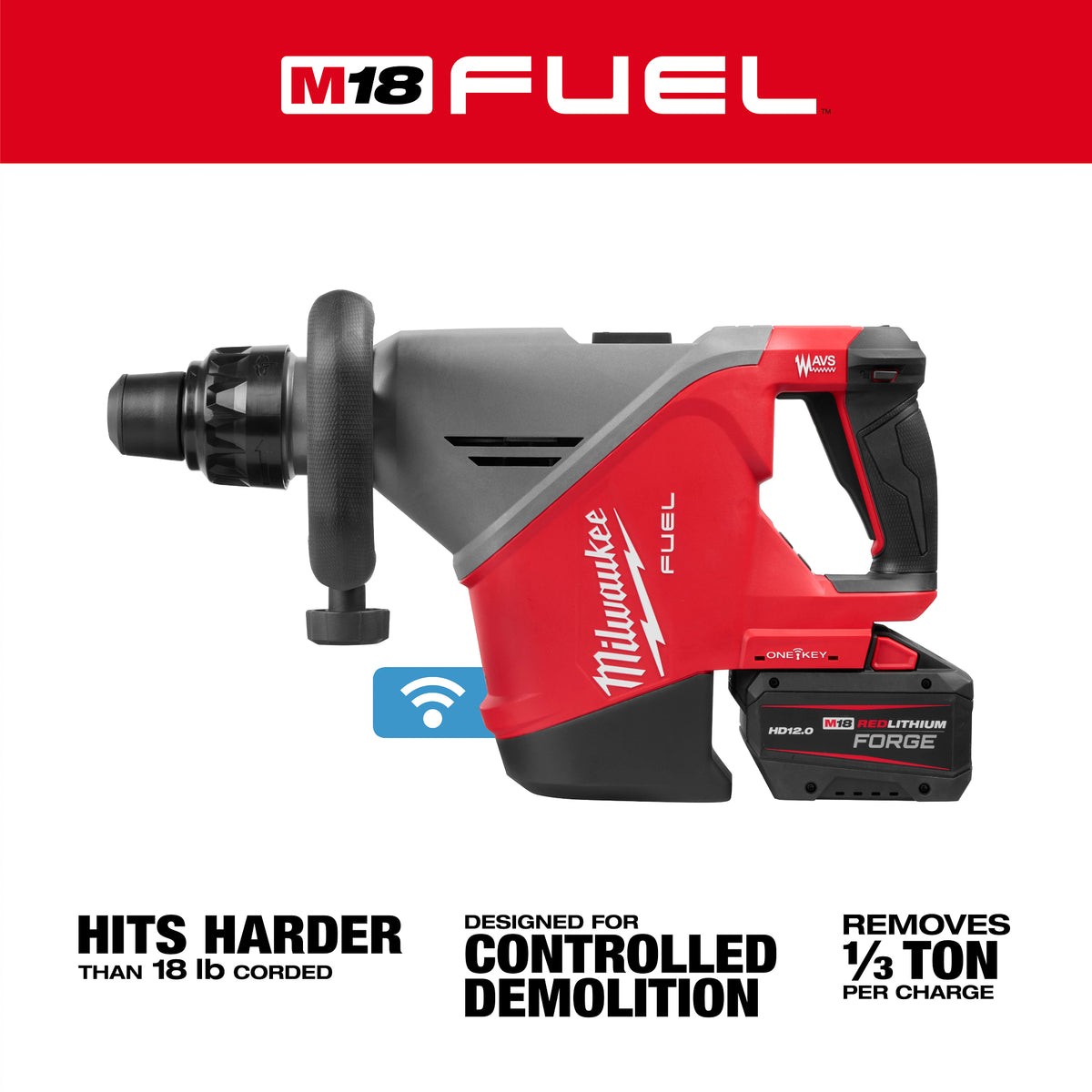 Milwaukee 3018-22HD SDS MAX demolition hammer key features