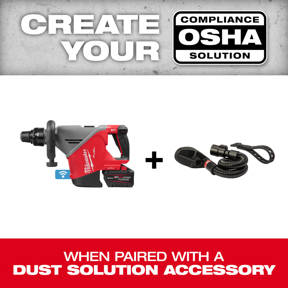 Milwaukee 3018-22HD demolition hammer OSHA dust compliance