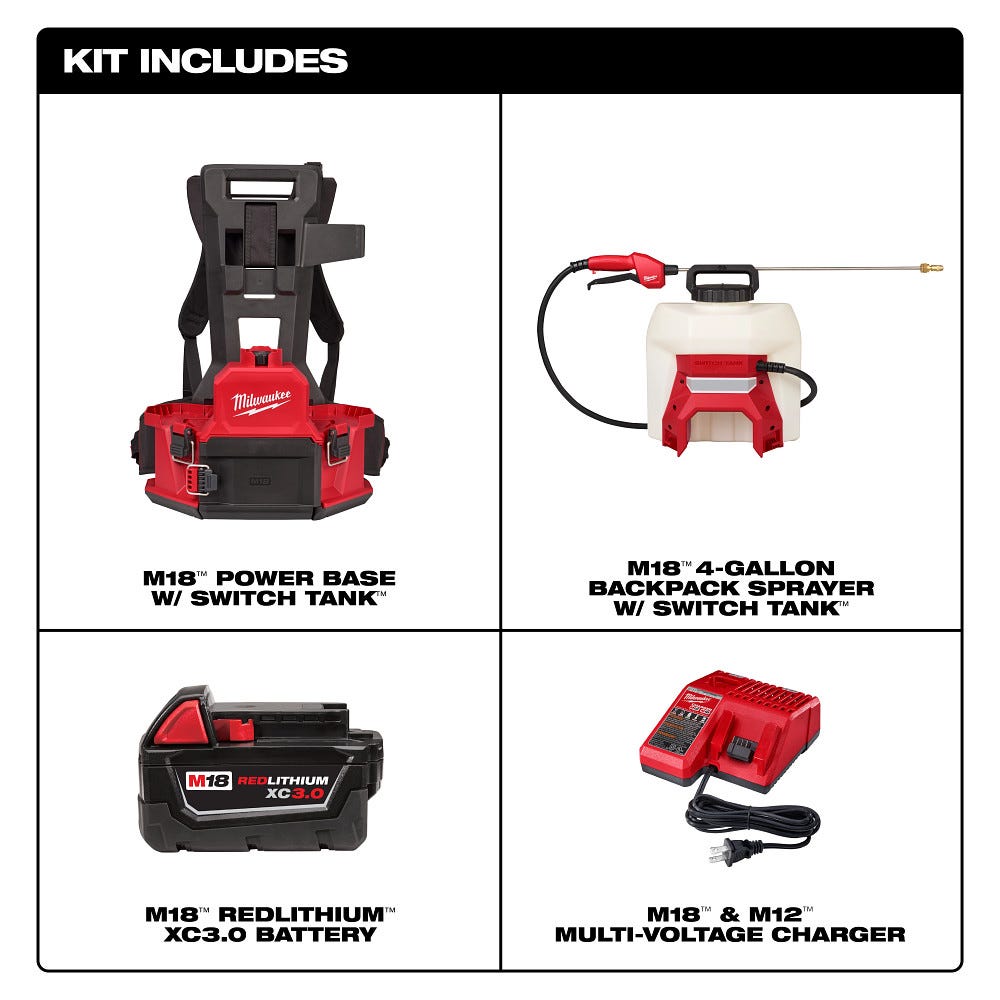 Milwaukee 3019-21PS M18 4-Gallon Backpack Sprayer w/ SWITCH TANK (Kit)