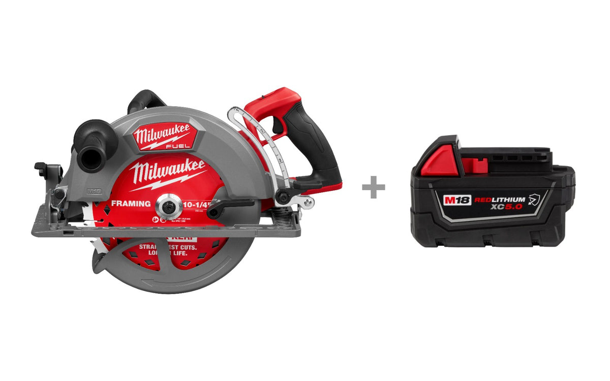 Milwaukee 3026-20 M18 FUEL 10-1/4 in. Rear Handle Circular Saw with 48-11-1850R M18 REDLITHIUM XC5.0 Resistant Battery
