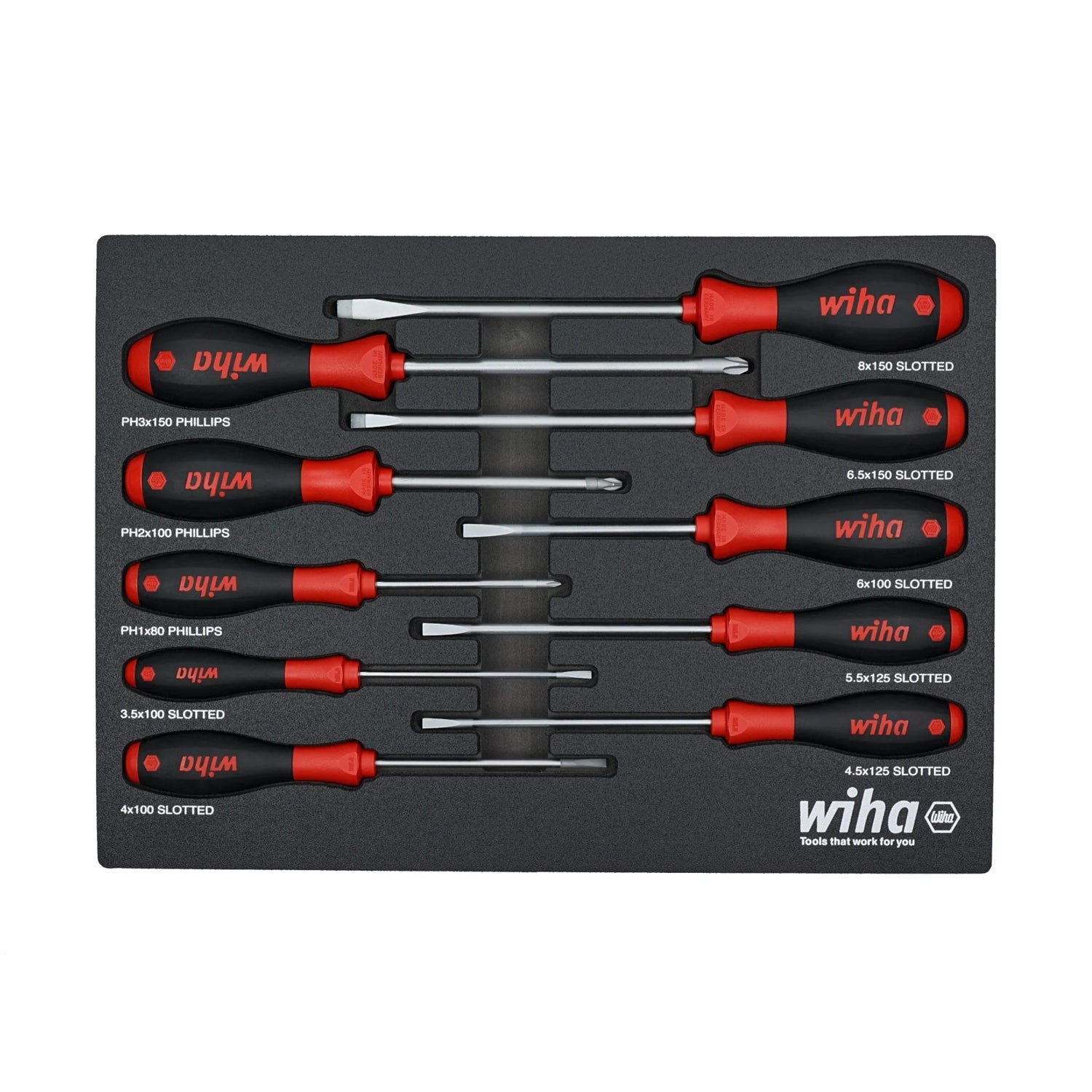 Wiha 30280 10-Piece SoftFinish ScrewDriver Tray Set