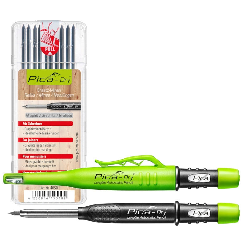 Pica Dry Pencil with Graphite H Lead Refills for Joiners