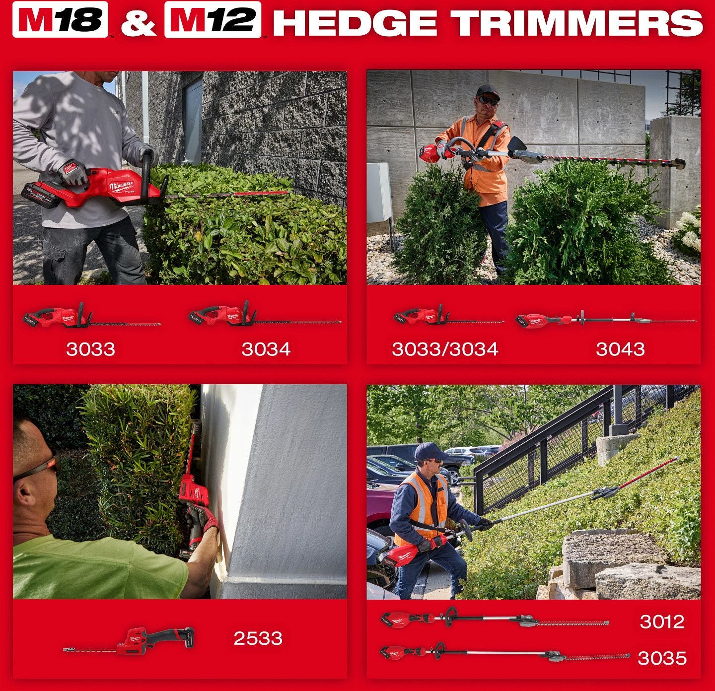Milwaukee 3035-21 M18 FUEL Extended Pole Articulating Hedge Trimmer 8.0Ah Kit