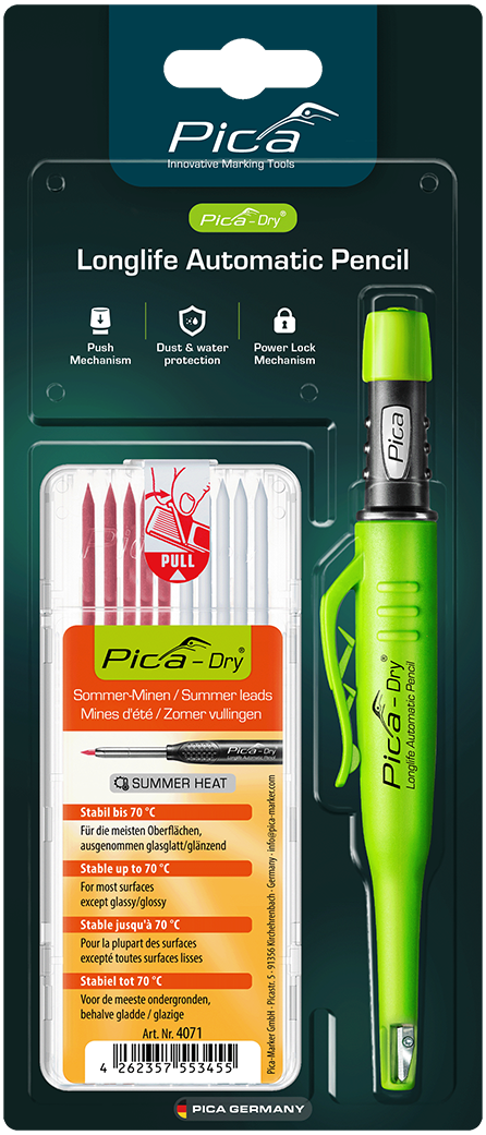 Pica Dry 30417 automatic pencil marker and summer leads refill set blister bundle