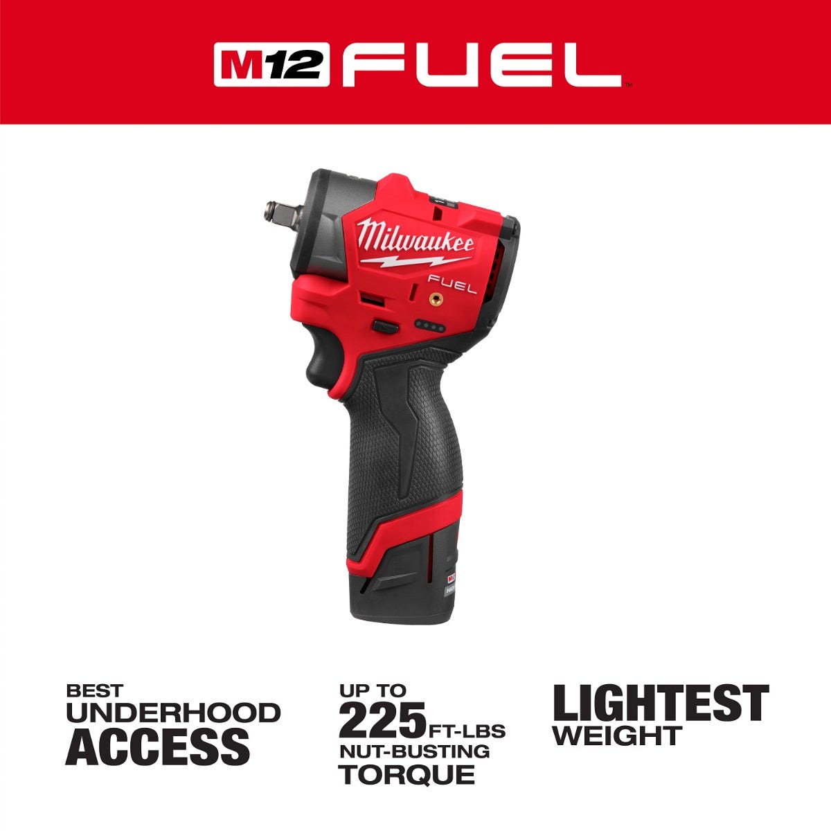 Milwaukee 3049-22 M12 FUEL 3/8" Subcompact Impact Wrench w/ Friction Ring 2.5Ah Kit