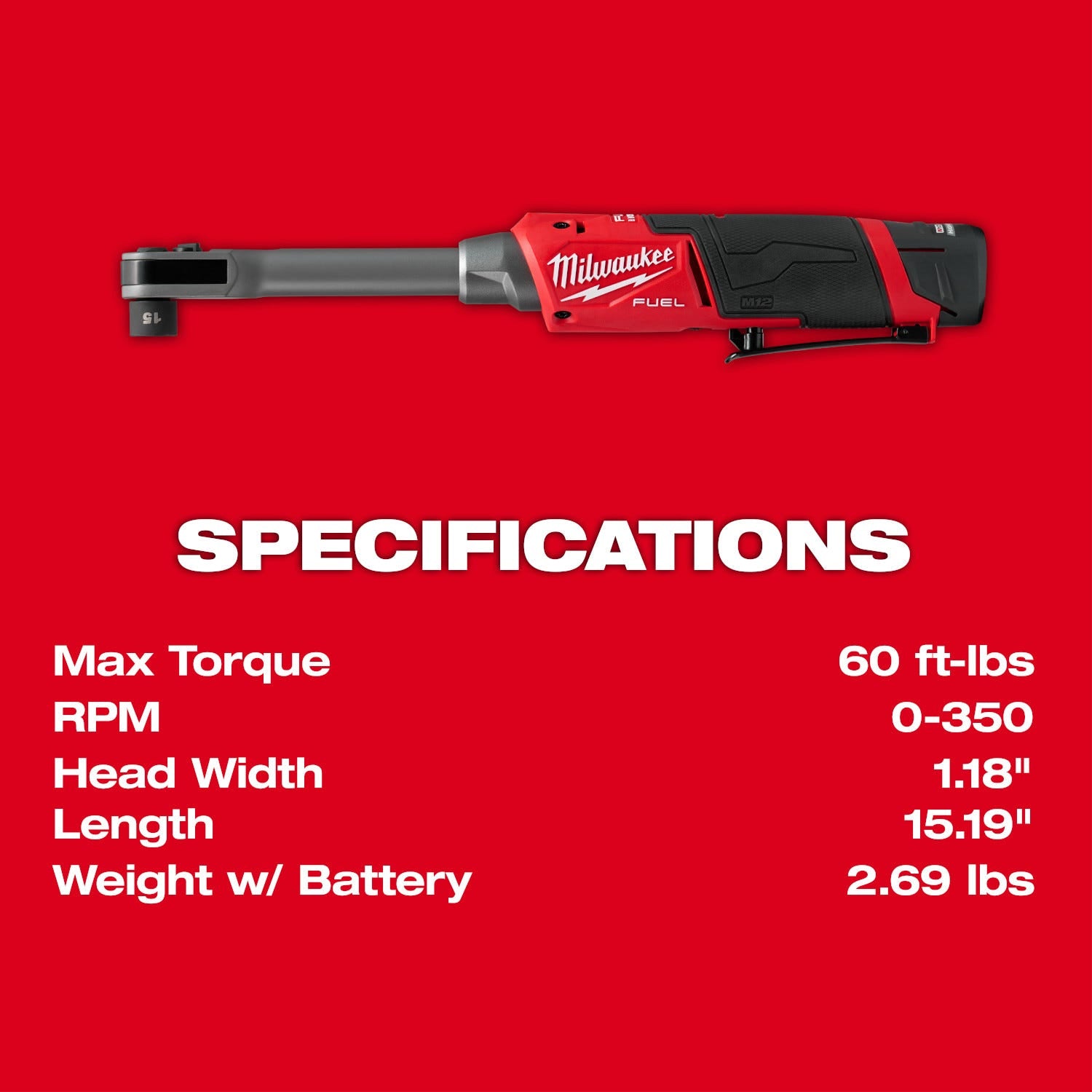 Milwaukee 3050-21 M12 FUEL INSIDER Extended Reach Box Ratchet + Compact Tire Inflator