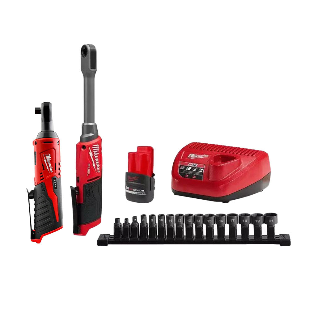Milwaukee 3050-21 M12 FUEL INSIDER Extended Reach Box Ratchet with 3/8" Ratchet 2.5Ah Combo Kit