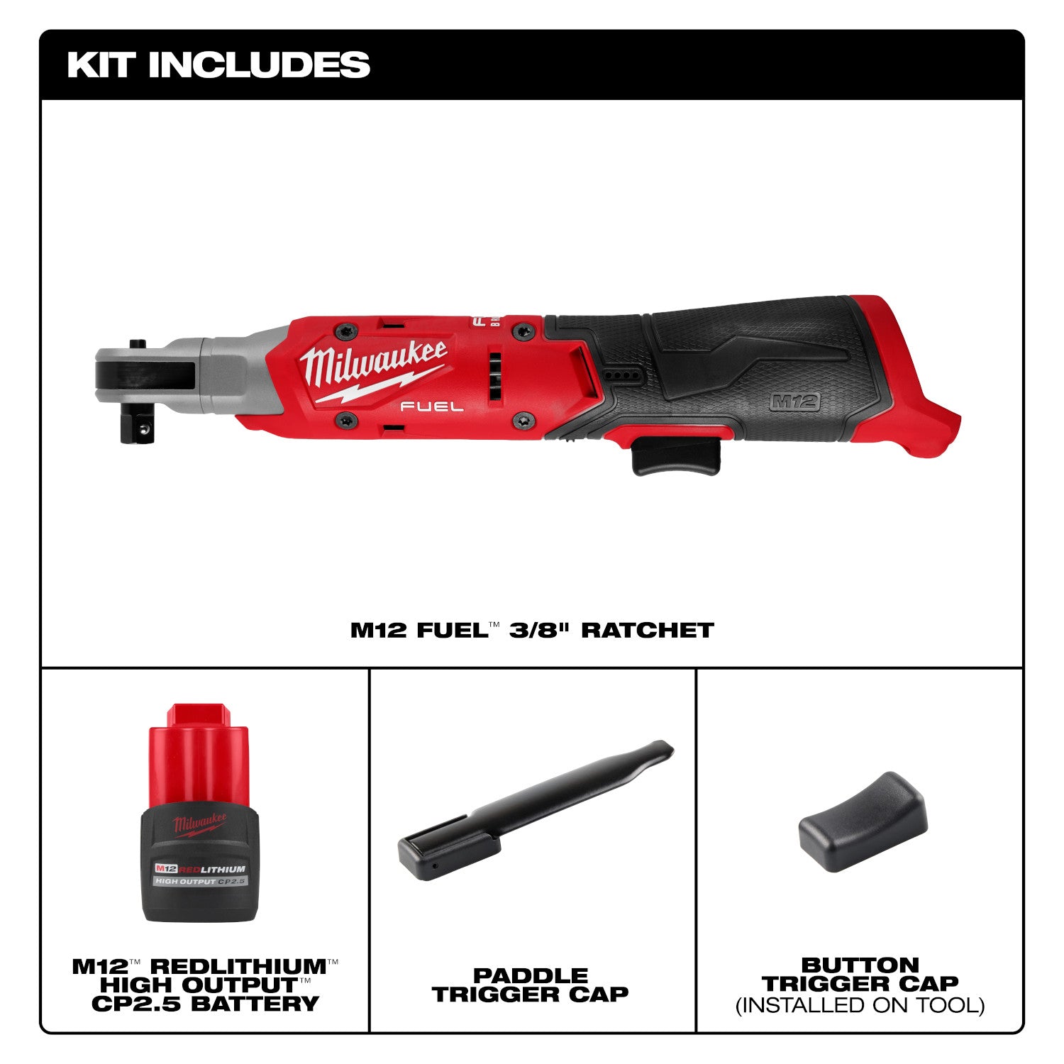 Milwaukee 3053-21 M12 FUEL Brushless 3/8-in. Ratchet 2.5Ah Kit
