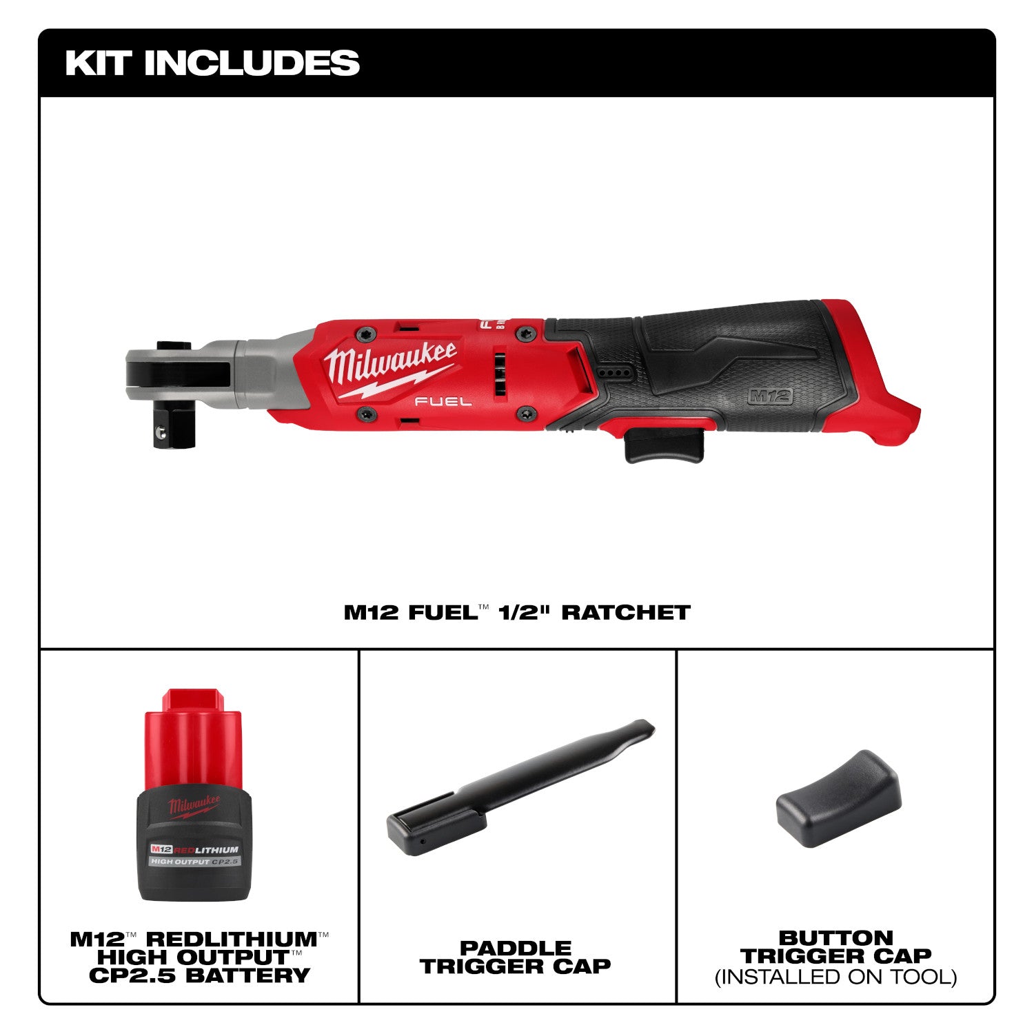 Milwaukee 3054-21 M12 FUEL Brushless 1/2-in. Ratchet 2.5Ah Kit