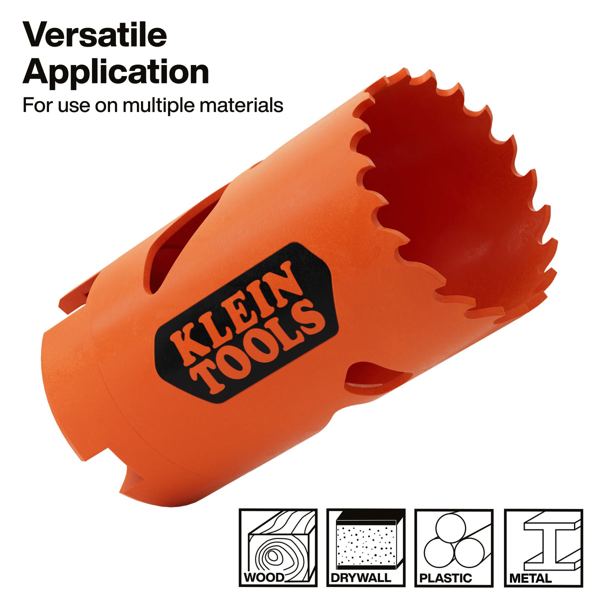 Klein Tools 31017 1-1/2-inch hole saw access slots for easy waste plug removal