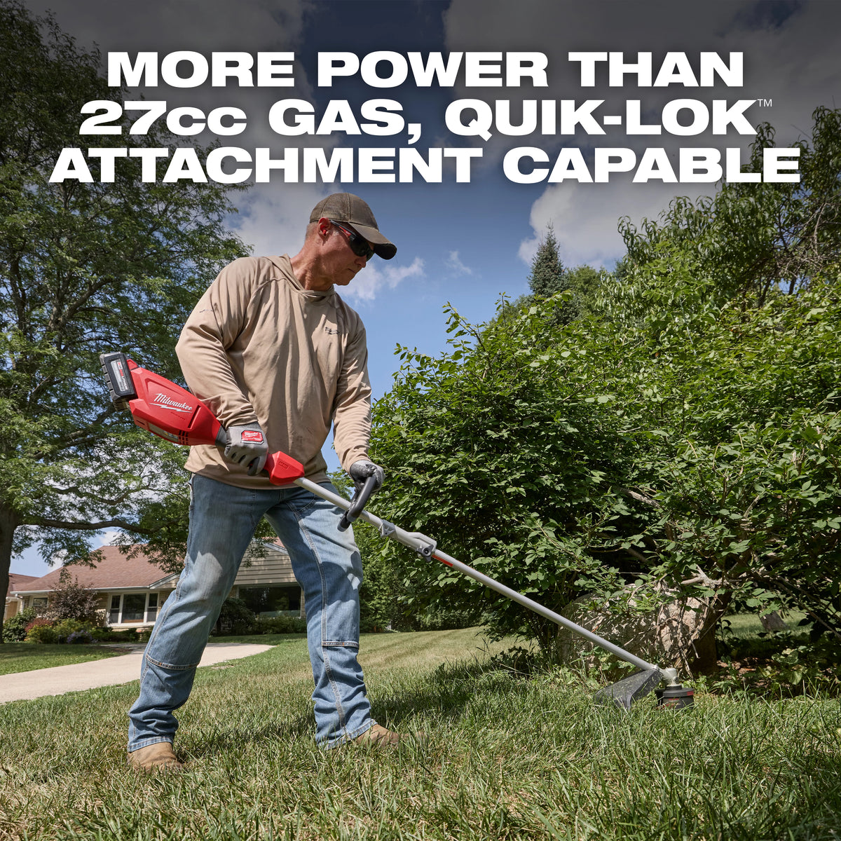Milwaukee M18 QUIK-LOK Brushless 15-in. String Trimmer 3115-20ST cutting application