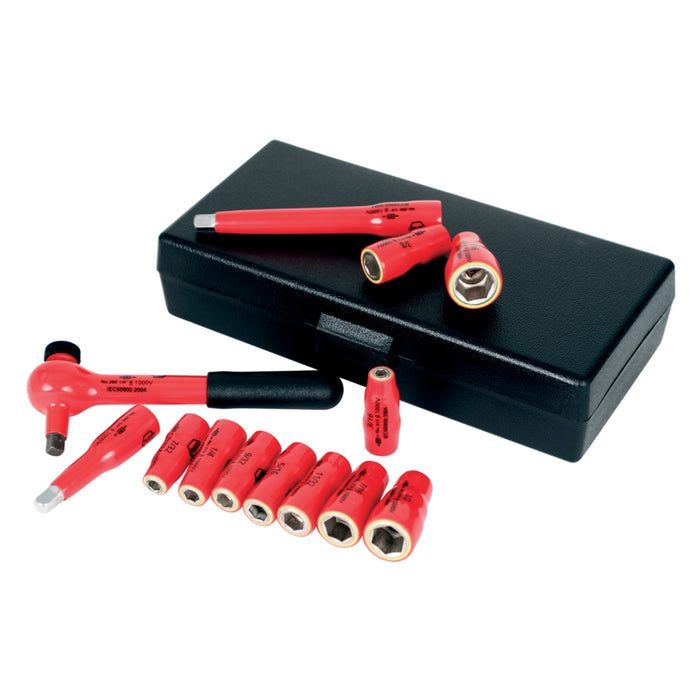 Wiha 31390 13-Piece Insulated Socket Set 1/4 in. Drive, SAE