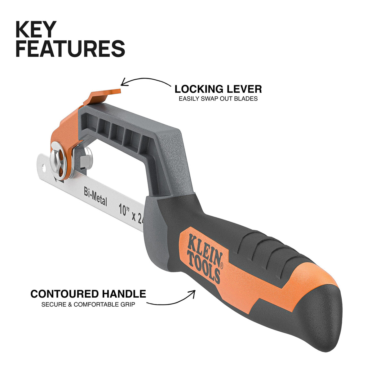 Klein 31432 hacksaw tool-free lever
