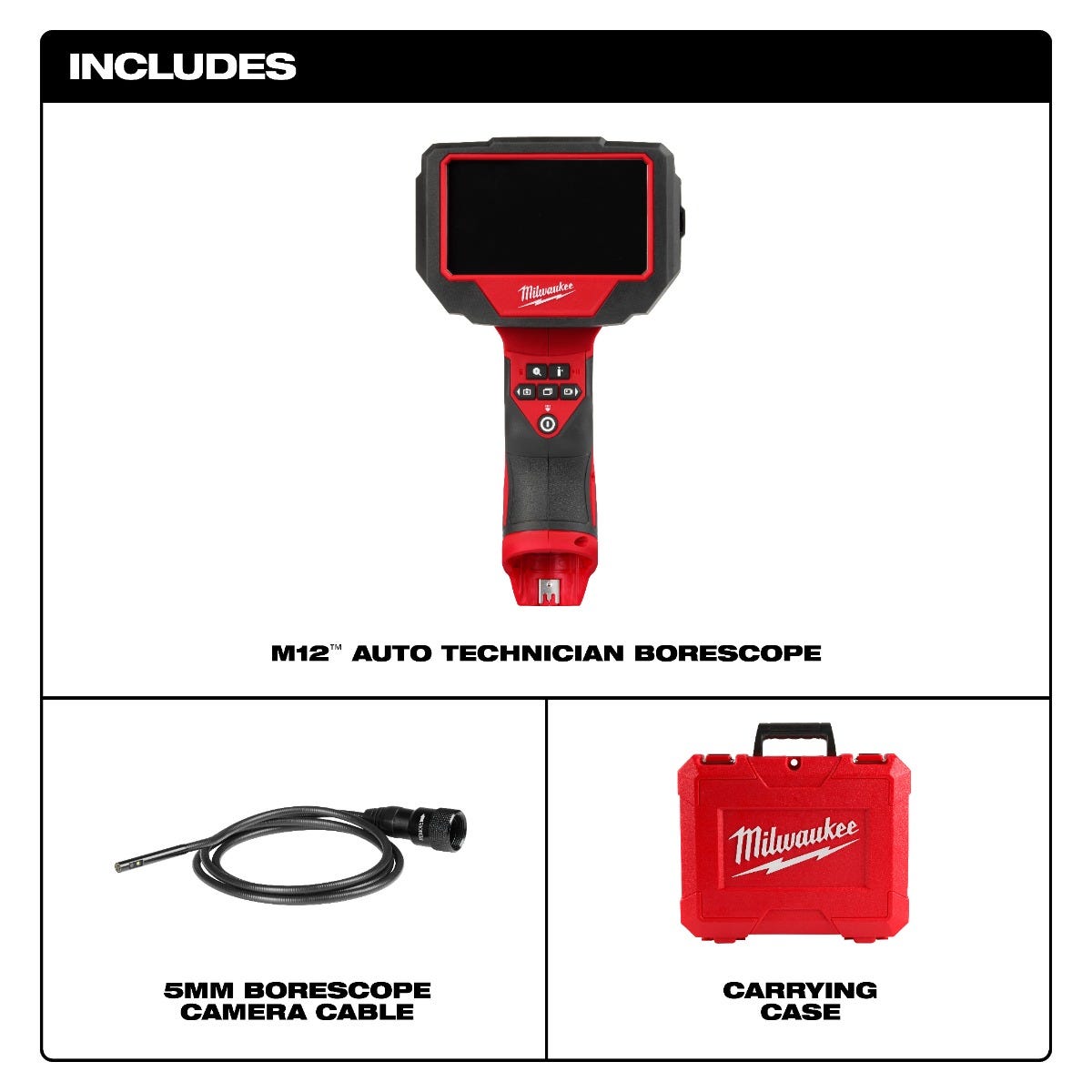 Milwaukee 3150-20 M12 Auto Technician Borescope, Tool Only