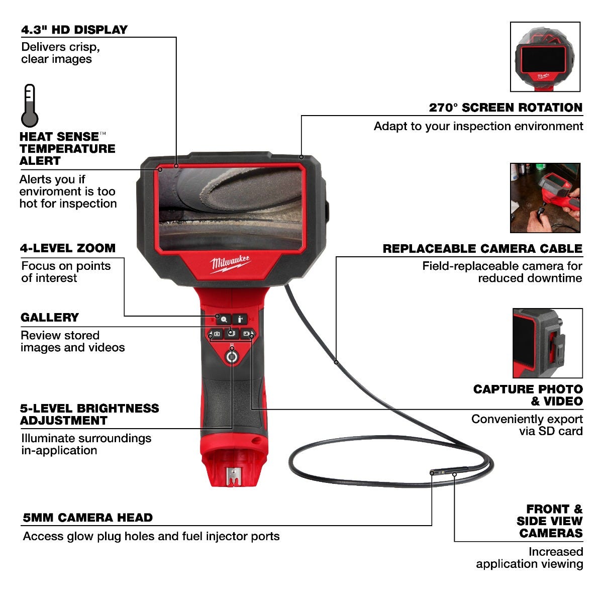 Milwaukee 3150-20 M12 Auto Technician Borescope, Tool Only