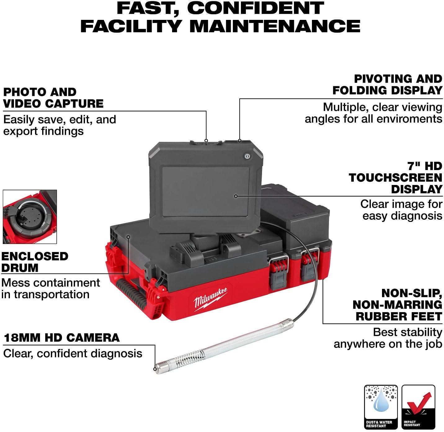 Milwaukee 3154-20 M12 75' Drain Camera w/ PACKOUT Compatibility