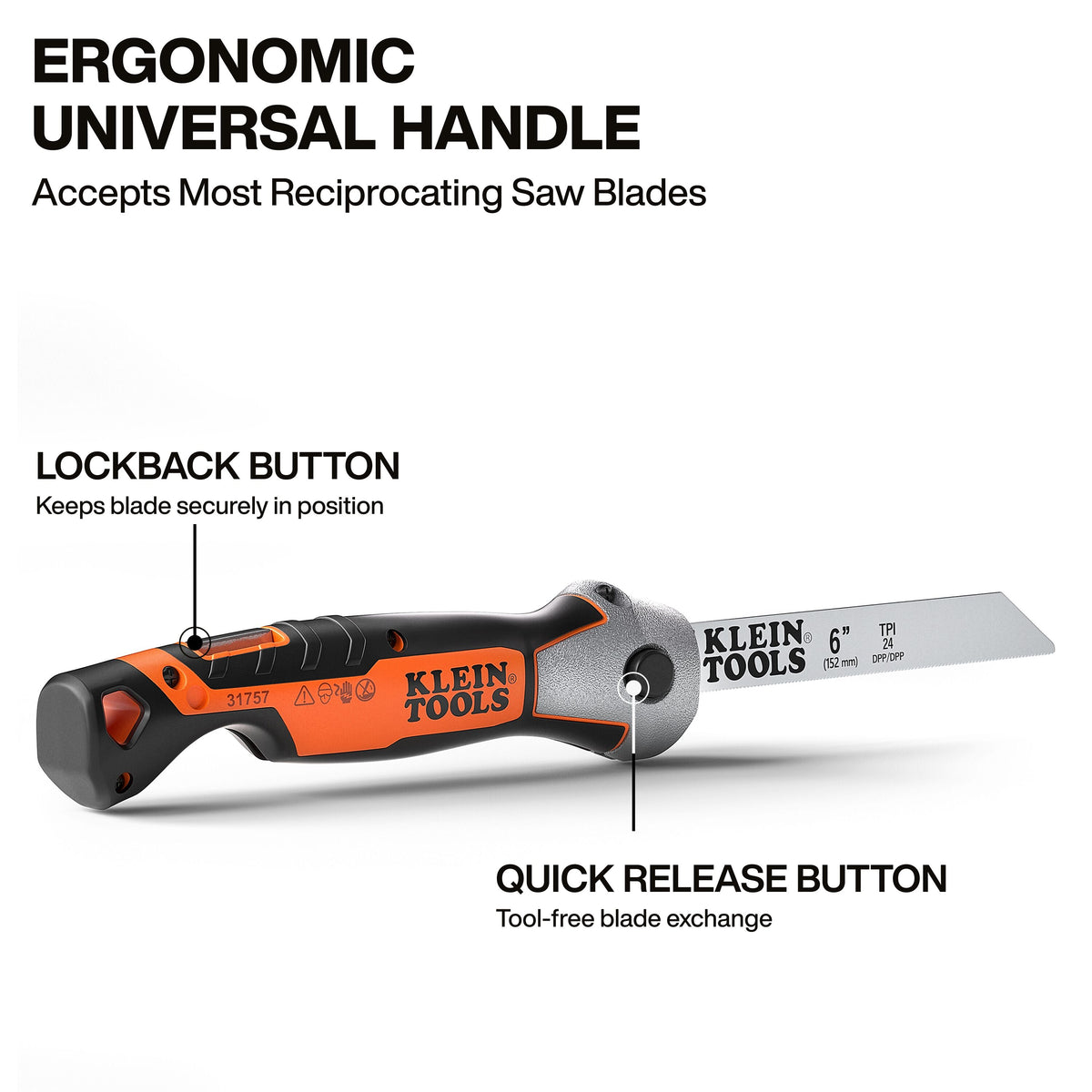 Klein Tools 31757 jab saw dual blade locking positions at 125 and 180 degrees