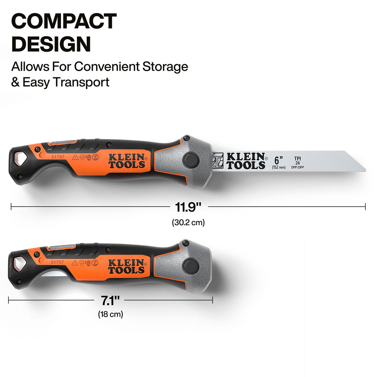 Klein Tools 31757 jab saw overmolded handle with flat cushioned palming base