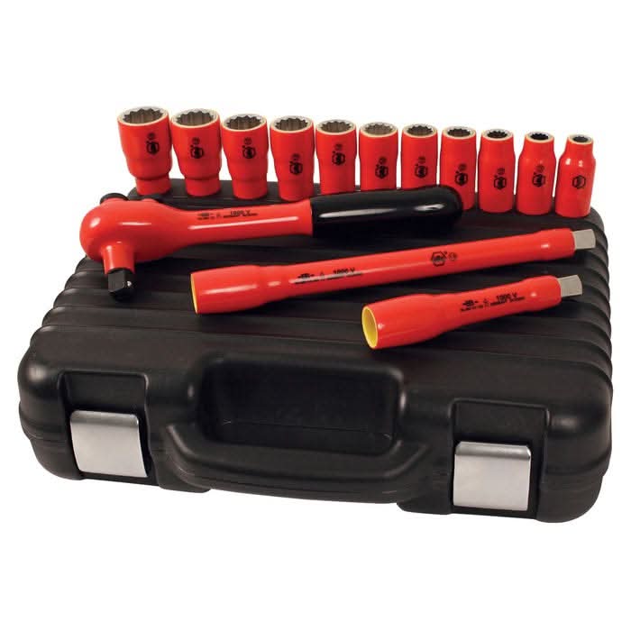 Wiha 31792 14-Piece Insulated Socket Set 1/2 in. Drive, SAE