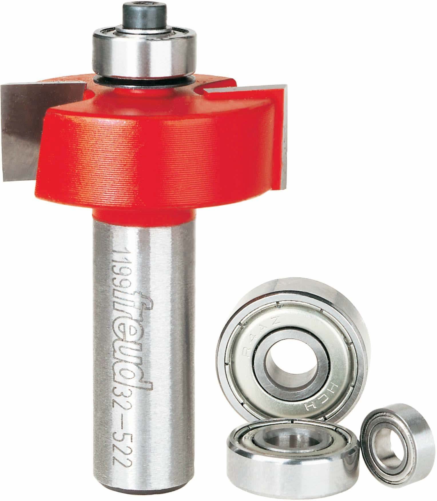 Freud 32-522 5/16", 3/8", 7/16", 1/2-Inch Depth Rabbeting Router Bit with Bearings