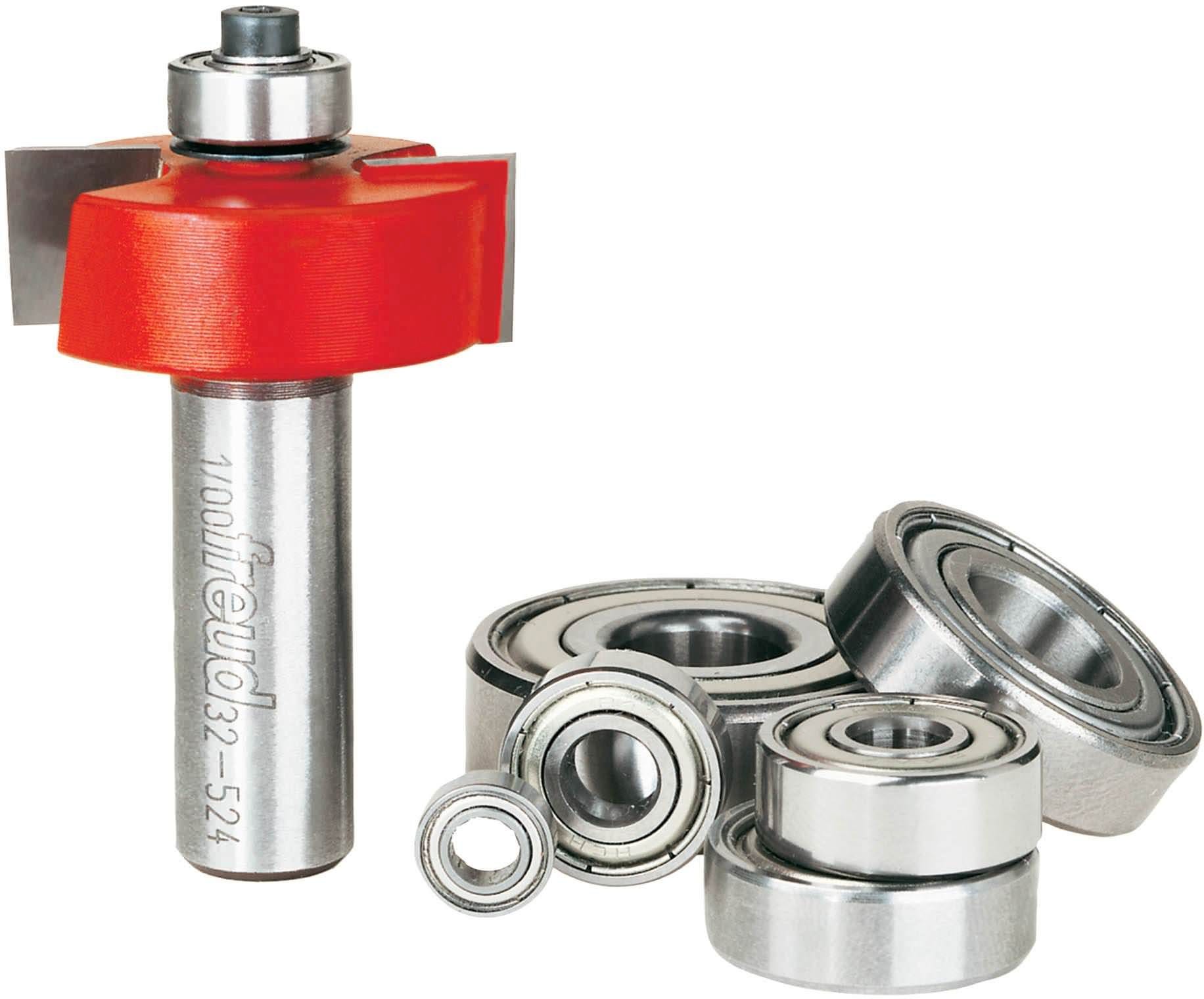 Freud 32-524 flush, 1/8",1/4",5/16",3/8",7/16",1/2-Inch Depth Rabbeting Router Bit with Bearings