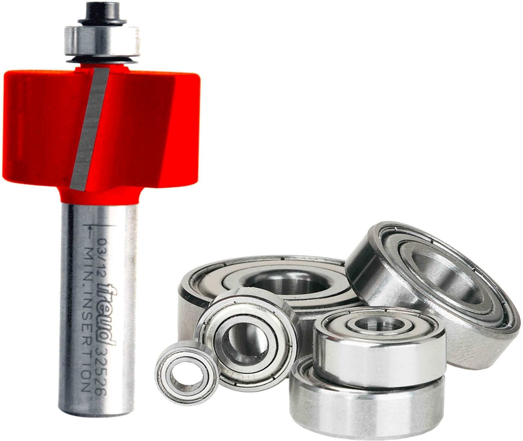 Freud 32-526 flush, 1/8",1/4",5/16",3/8",7/16",1/2-Inch Depth Rabbeting Router Bit with Bearings