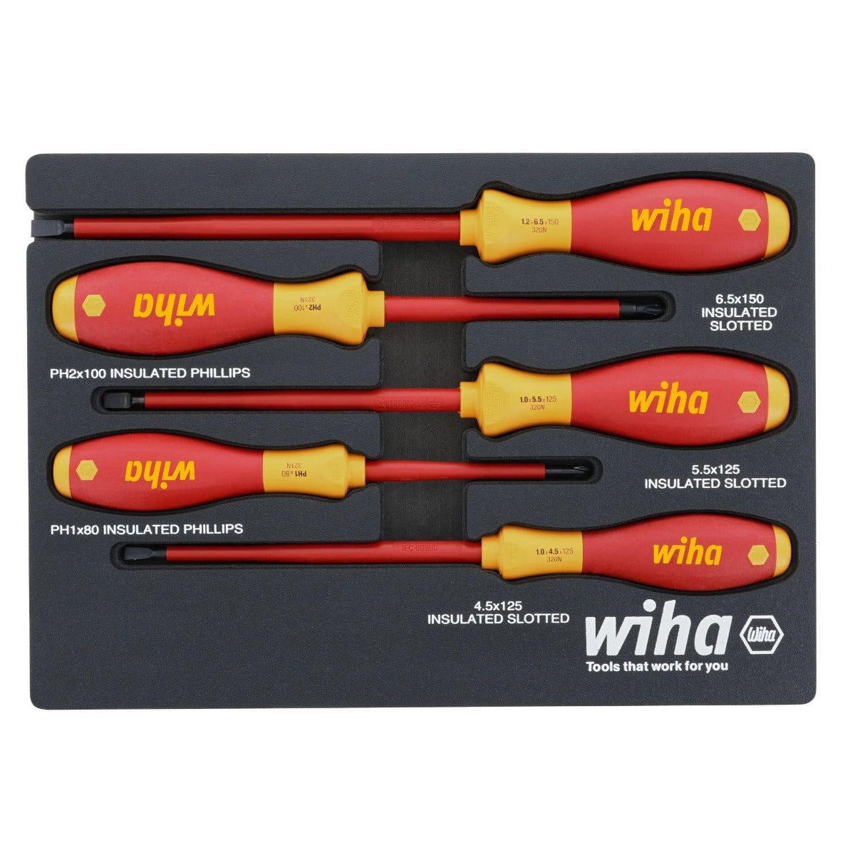 Wiha 32081 5-Piece SoftFinish Insulated Cushion Grip Screwdriver Set