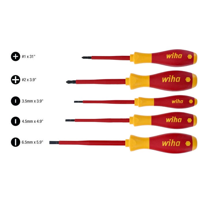 Wiha 32084 5-Piece Insulated SoftFinish Screwdriver Set