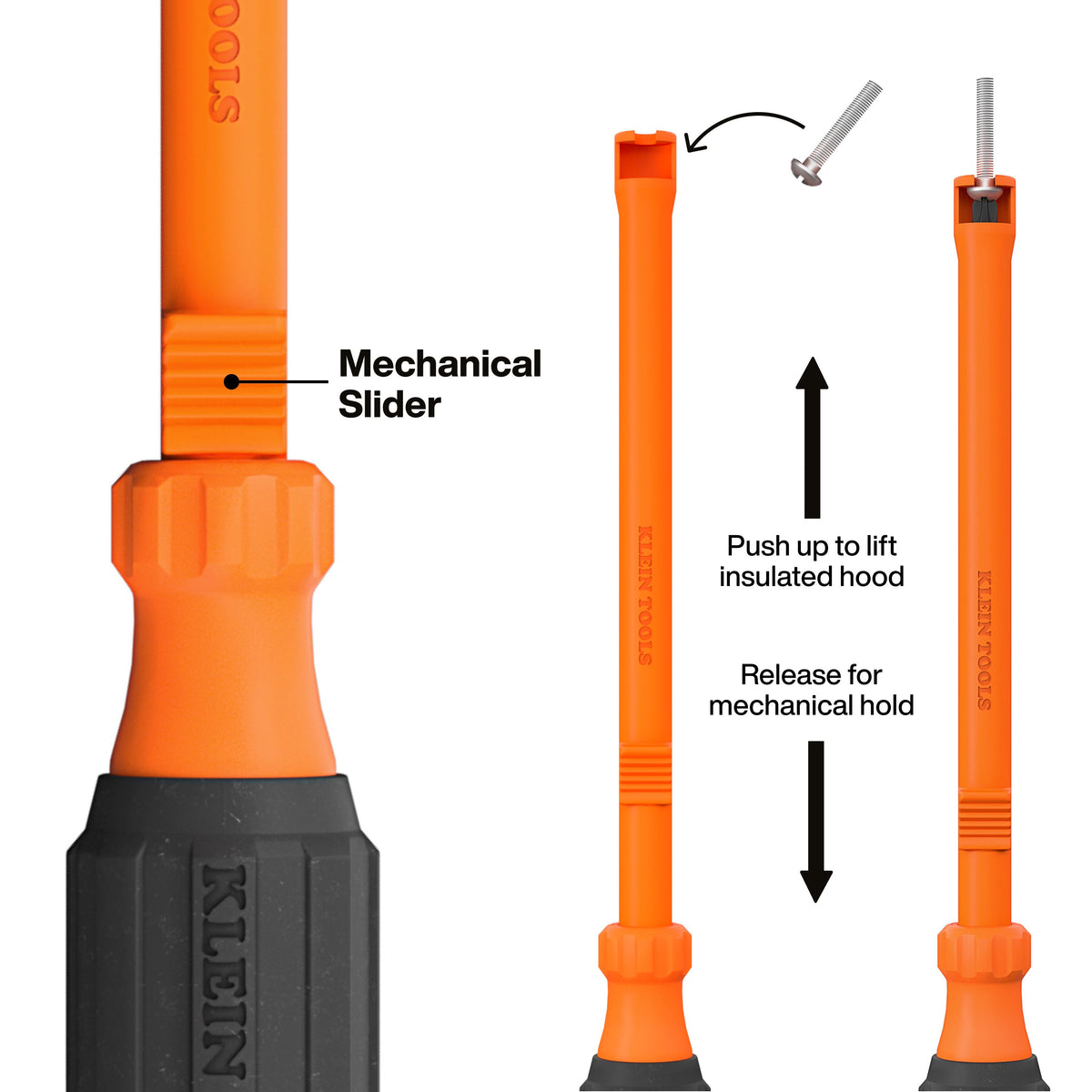 Klein Tools 32214INS square #2 screw holding screwdriver sliding sleeve for one-handed starting