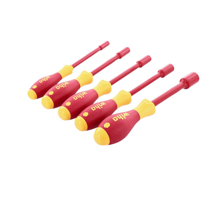 Wiha 32292 5-Piece Insulated SoftFinish Nut Driver Set, Inch