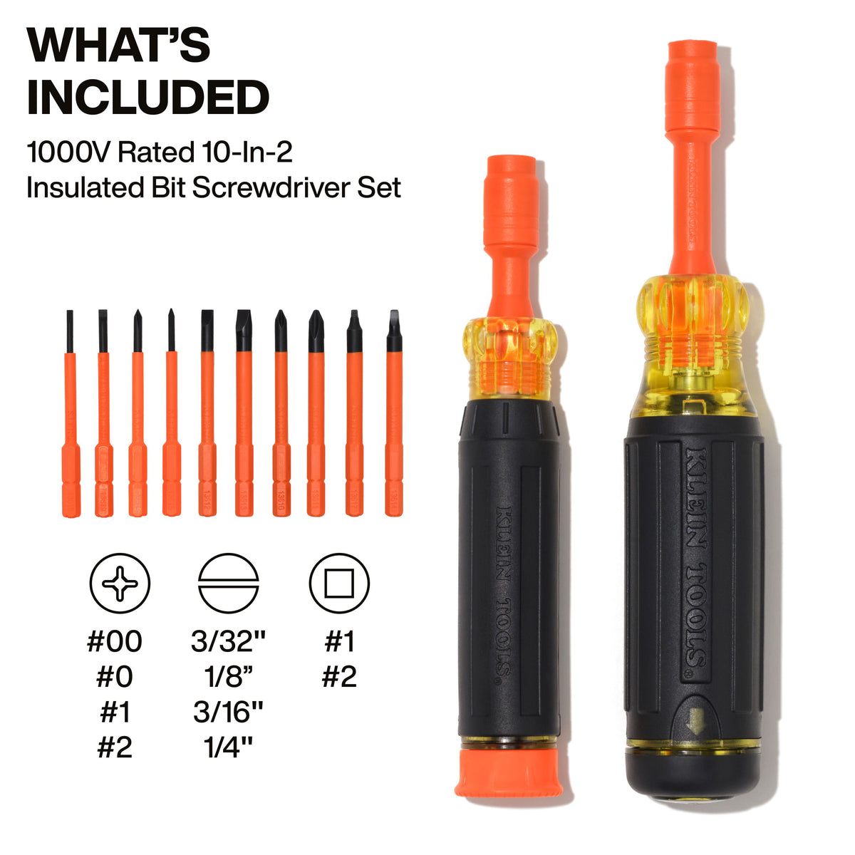 Klein Tools 32310INS insulated screwdrivers rated 1000V meeting ASTM F1505