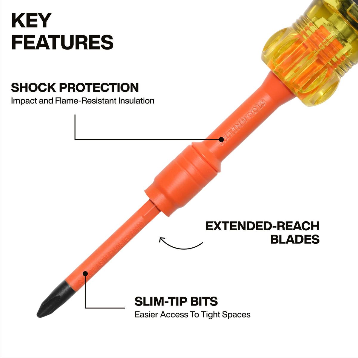 Klein Tools 32310INS auto-locking collar securing an insulated bit with a push