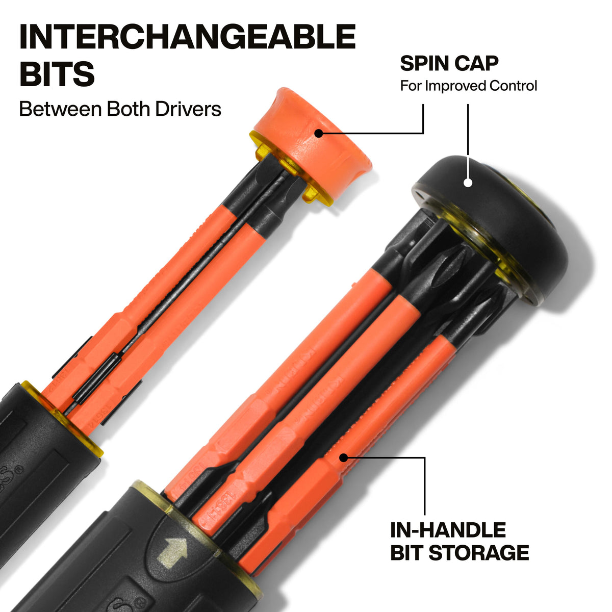 Klein Tools 32310INS slim-tip insulated bit reaching a tight terminal block