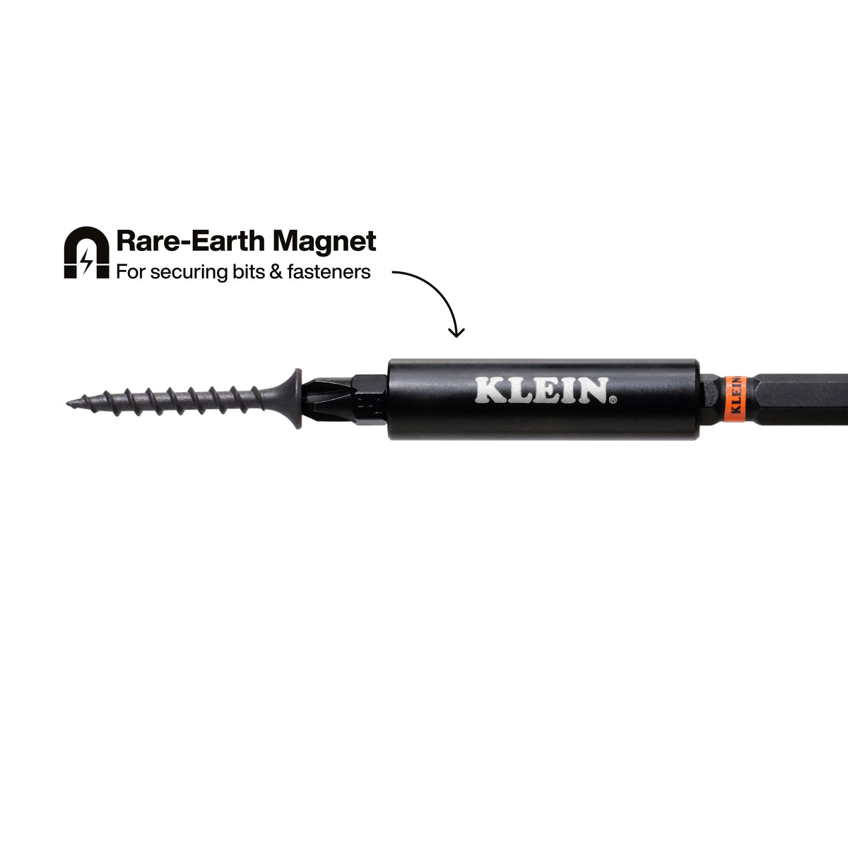 Klein Tools 32317HD rare-earth magnet holding bits and fasteners in the bit holder