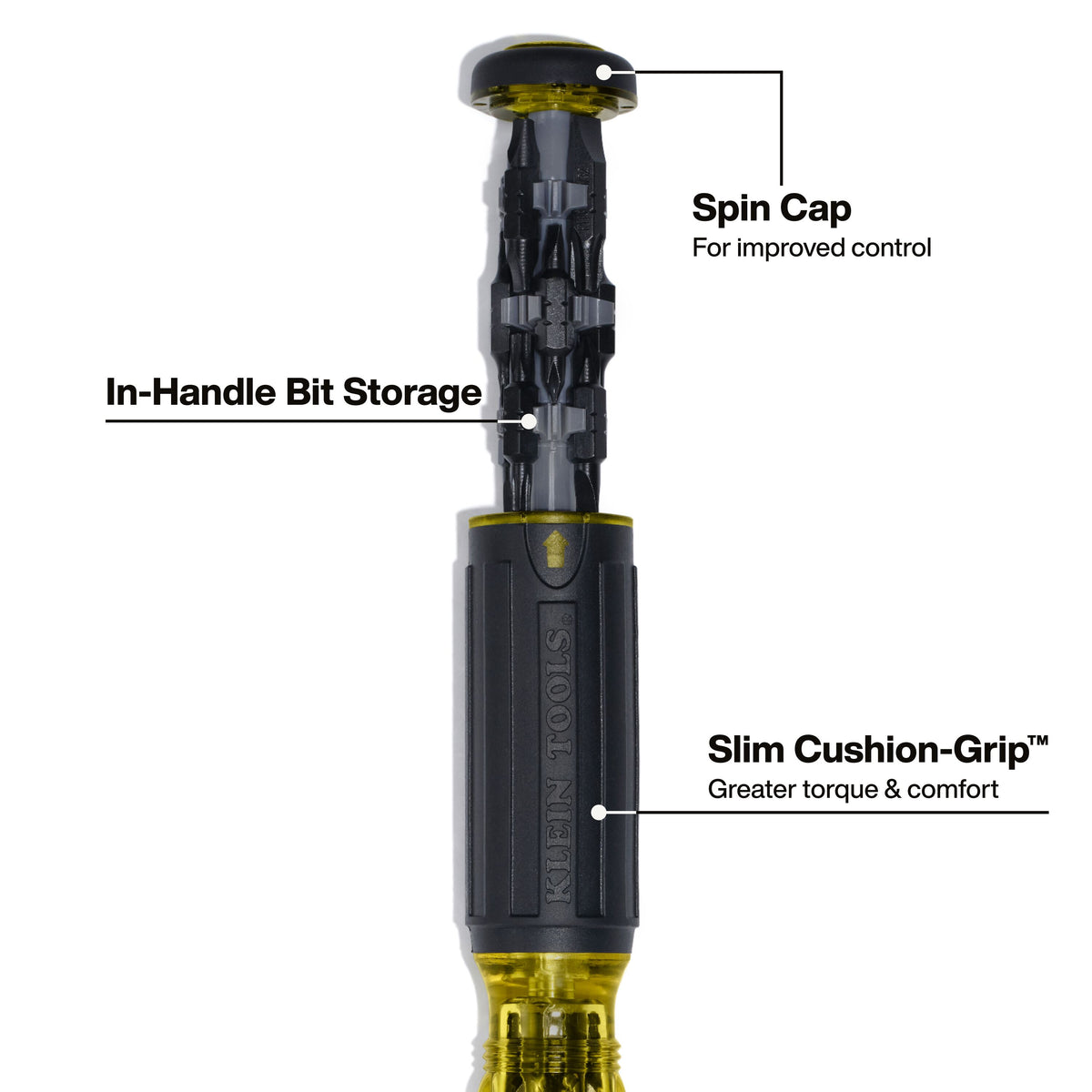 Klein Tools 32317HD in-handle bit storage keeping double-ended bits organized