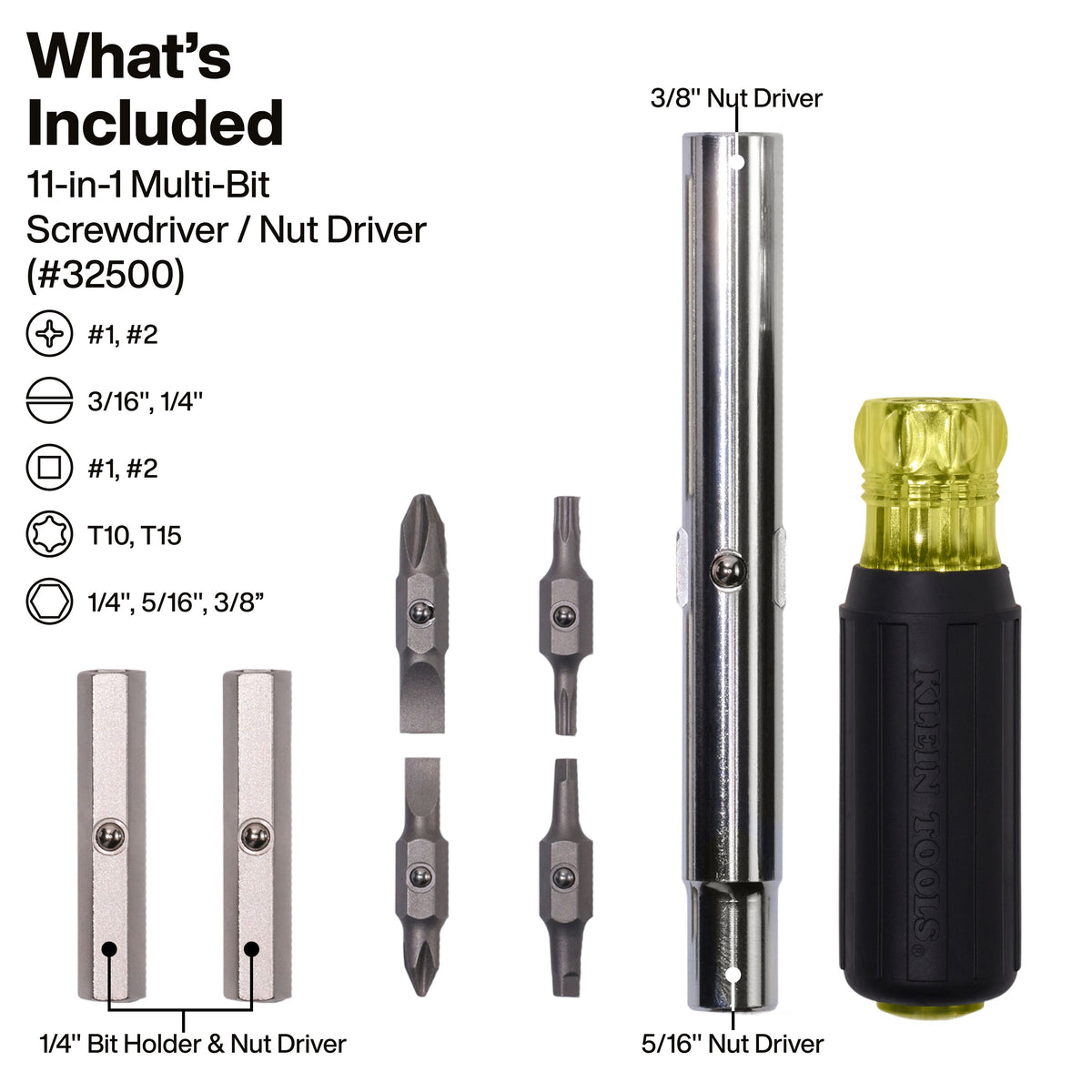 Klein Tools 32500SDKIT set Cushion-Grip handles for comfort and torque