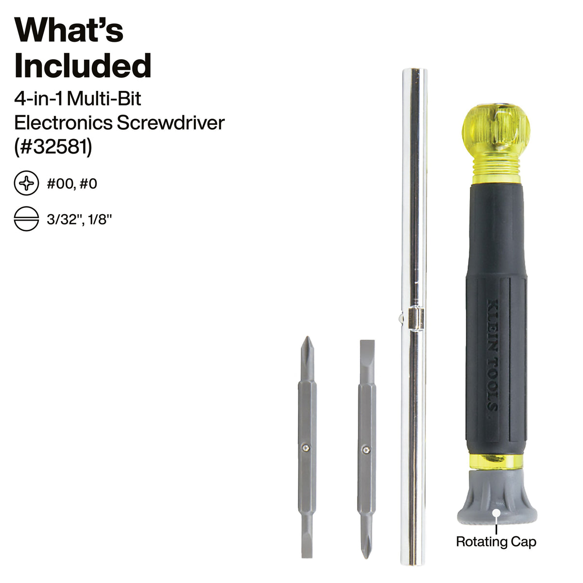Klein Tools 32561 6-in-1 stubby multi-bit screwdriver and nut driver for tight spaces