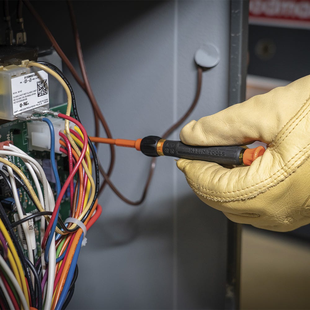 Klein Tools 32581INS 2-in-1 Insulated Electronics Screwdriver, Phillips, Slotted Bits