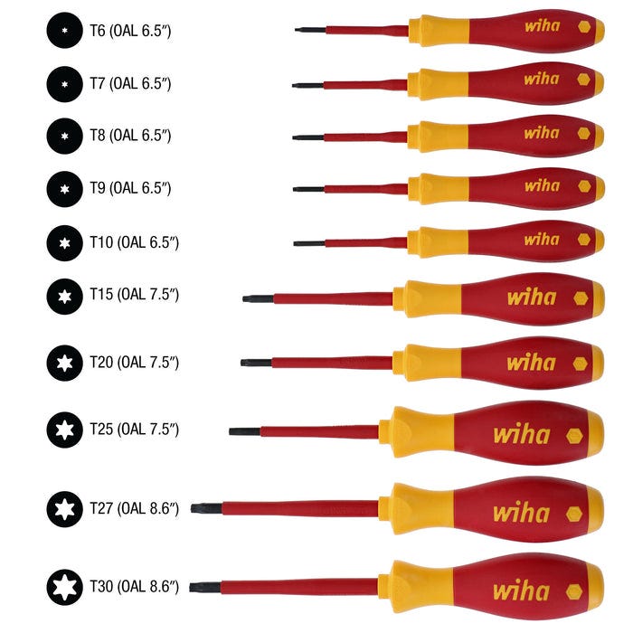 Wiha 32592 10-Piece Insulated SoftFinish Torx Screwdriver Set