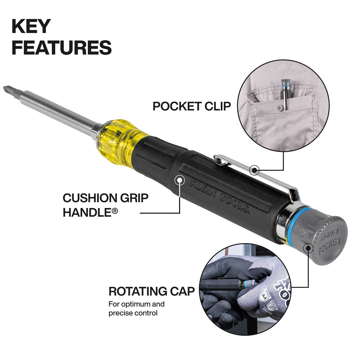 Klein 32611P pocket precision screwdriver feature detail