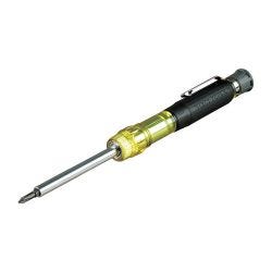Klein Tools 32613 HVAC Pocket Screwdriver, 3-in-1, Phillips, Slotted, Schrader Bits