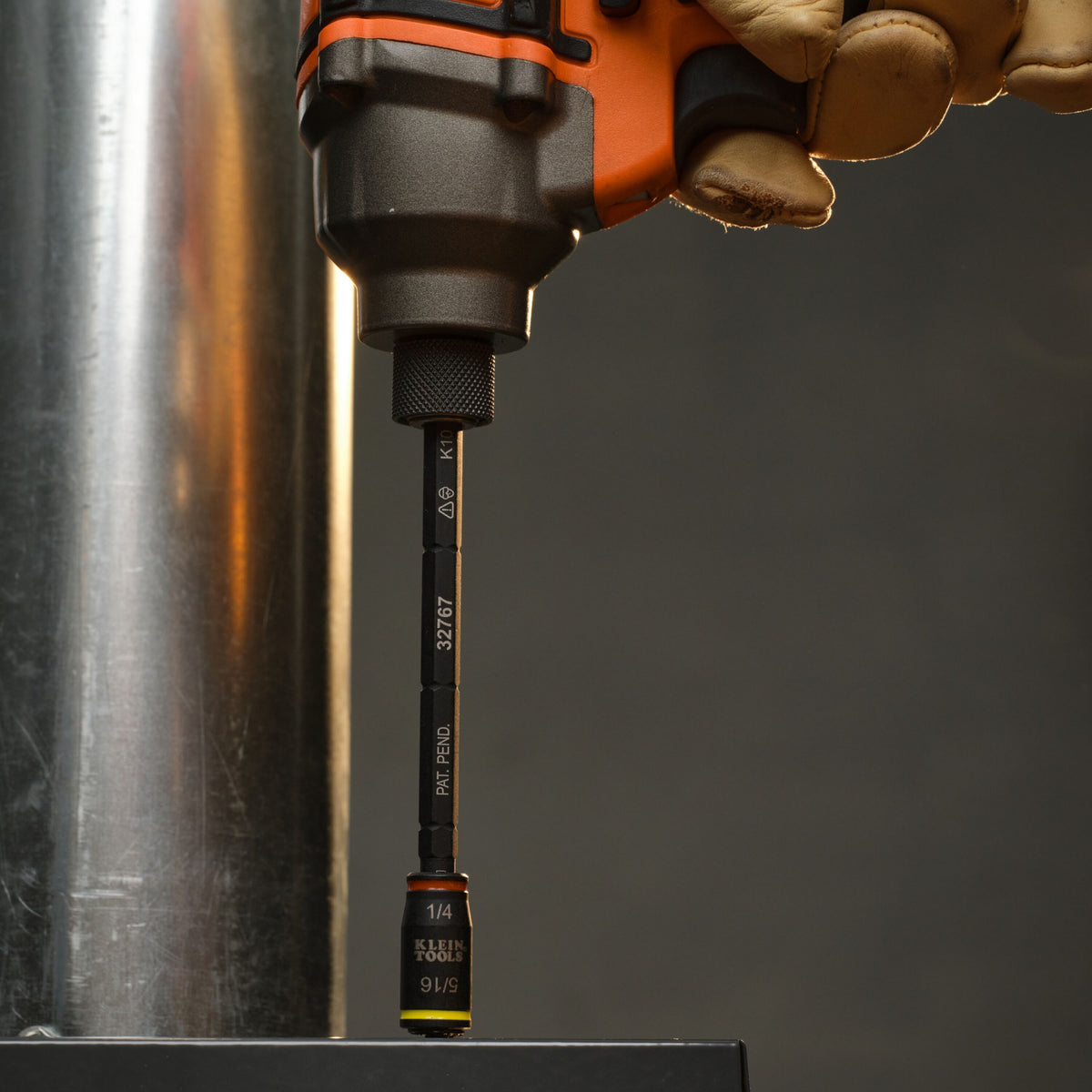 Klein Tools 32767P 5-inch flip socket shaft reaching a recessed fastener