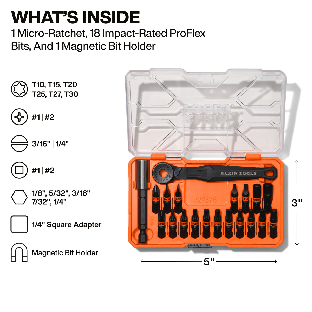 Klein ProFlex micro ratchet bit set 32787S feature detail